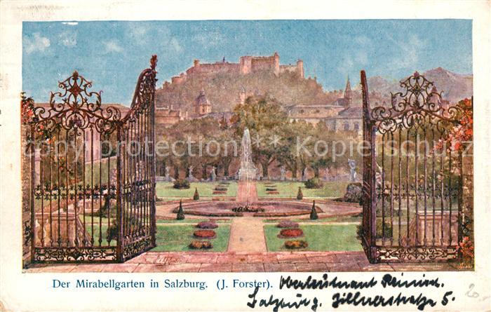 Salzburg Oesterreich Mirabellengarten Kuenstlerkarte J. Forster