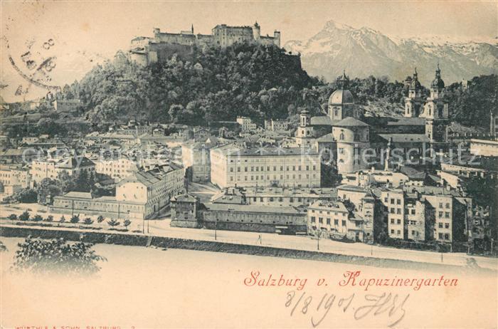 Salzburg Oesterreich Blick vom Kapuzinergarten
