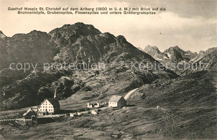 Arlberg Gasthaus Hospiz St. Christof mit Brunnenkoepfe Grubenspitze Flexenspitze