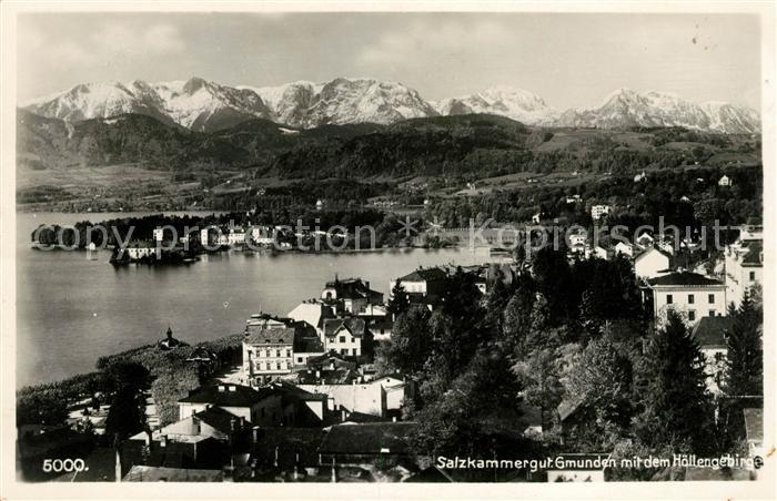Gmunden Salzkammergut Panorama Traunsee mit Höllengebirge