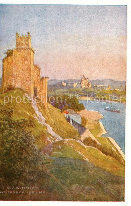 Weitenegg Donau Burgruine Kuenstlerkarte