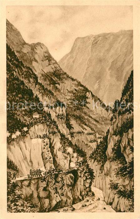 Lueg Brenner Verteidigung des Passes Lueg durch Major Struber Kuenstlerkarte