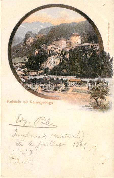 Kufstein Tirol Ansicht mit Schloss Kaisergebirge