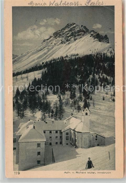 Muehlbachl Maria Waldrast Wallfahrtskloster mit Serles Stubaier Alpen