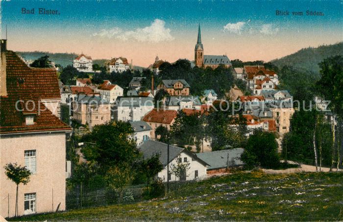 Bad Elster Ortsansicht mit Kirche Blick vom Sueden