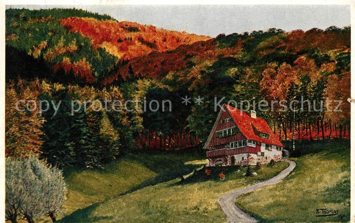 Bad Harzburg Haus am Wald Herbststimmung Kuenstlerkarte