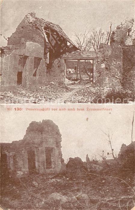La Ville-aux-Bois Bauerngehöft vor und nach dem Trommelfe