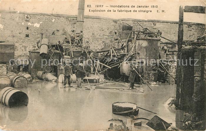 Ivry-sur-Seine Inondations de Janvier 1910 Explosion fabrique Hochwasser Katastr