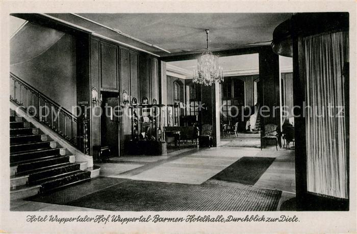 Barmen Wuppertal Hotel Wuppertaler Hof Hotelhalle Durchblick zur Diele