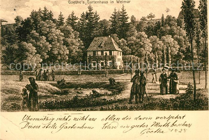 Weimar Thueringen Goethes Gartenhaus Spaziergang am Fluss Kuenstlerkarte