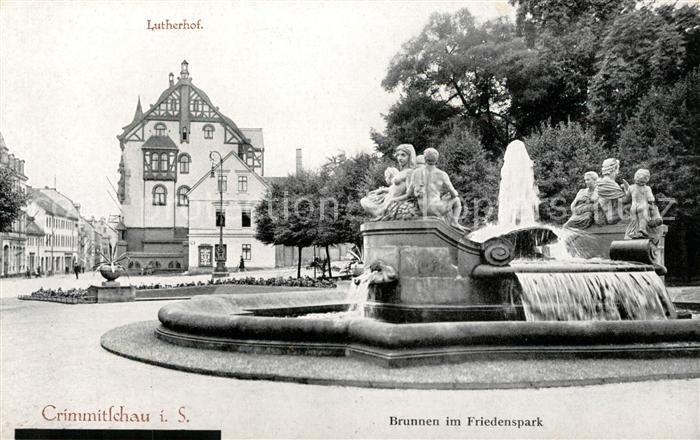 Crimmitschau Brunnen im Friedenspark Lutherhof