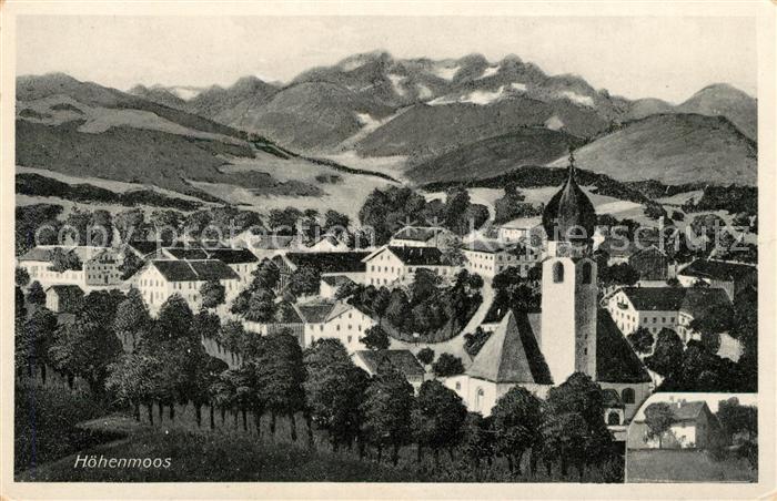 Hoehenmoos Ortsansicht mit Kirche Bayerische Alpen