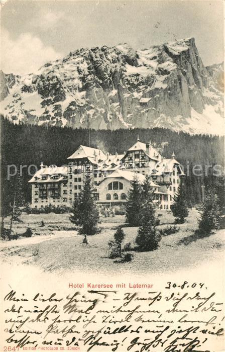 Karersee Suedtirol Hotel Karersee mit Latemar Dolomiten
