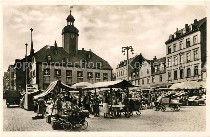 Meerane Marktplatz mit Rathaus