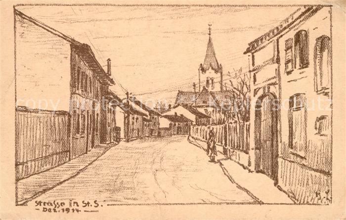 CHEMNITZ Sachsen Strassenpartie Zeichnung Kuenstlerkarte