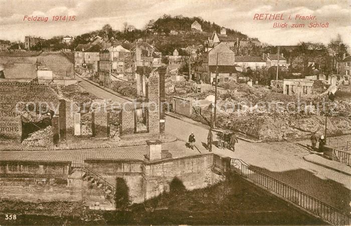 Rethel Ardennes Blick zum Schloss Feldzug 1914/15 Trümm