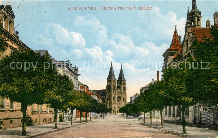 Landau Pfalz Suedring mit Katholischer Kirche