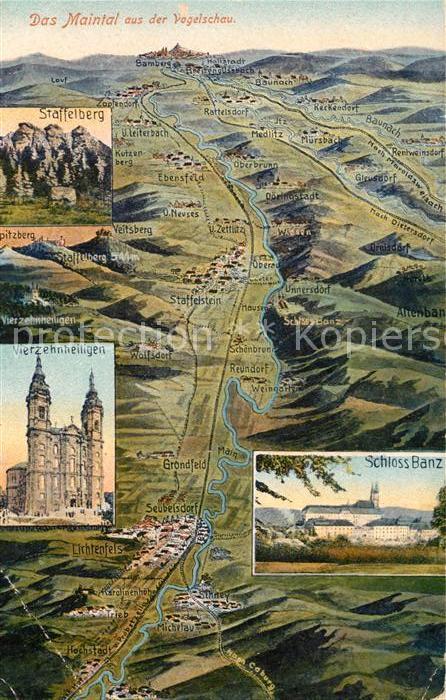 Staffelstein Das Maintal aus der Vogelschau Staffelberg Spitzberg Vierzehnheilig