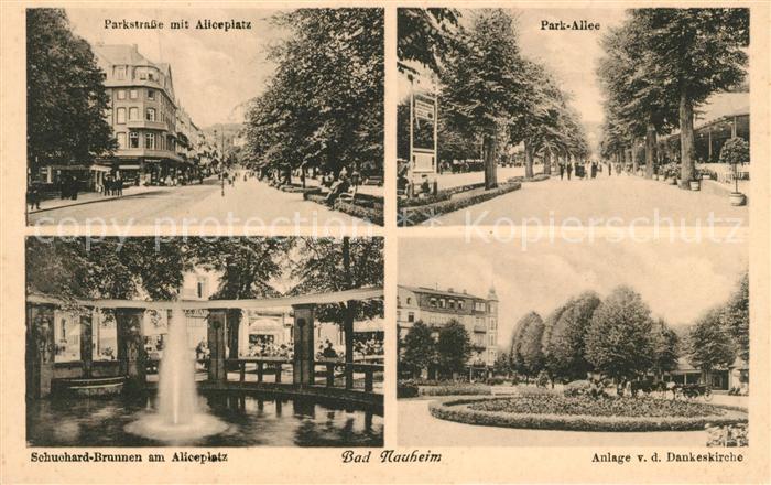 Bad Nauheim Parkstrasse mit Alleeplatz Schuchard Brunnen Parkallee Anlage vor de
