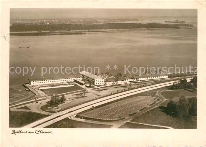 Bernau Chiemsee Rasthaus am Chiemsee Herreninsel Fraueninsel Fliegeraufnahme