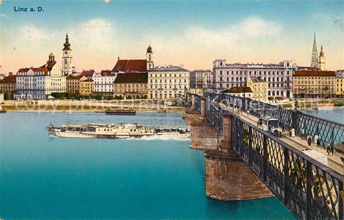 Linz Donau Donaubruecke Dampfer