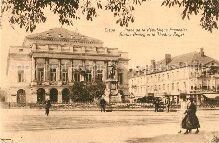 Liege Luettich Place de la Republique Francaise Statue Grety Theatre Royal