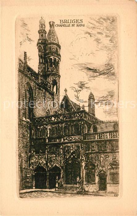 Bruges BRUGGE Belgie Kapelle Sankt Sang Federzeichnung