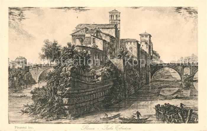 Roma Rom Tiber Insel Zeichnung