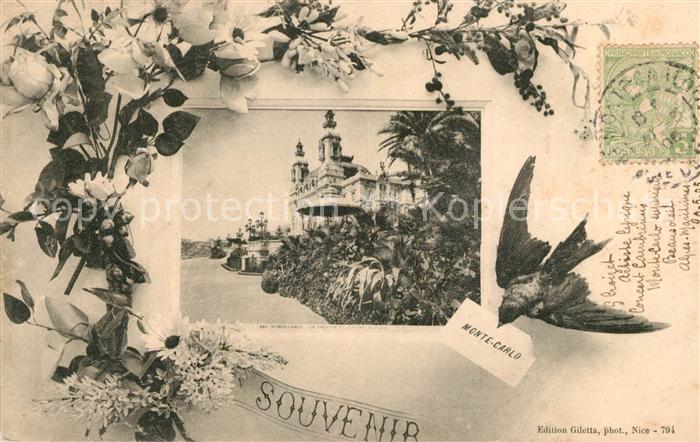 Monte-Carlo Theatre et Jardins des fleurs Briefschwalbe