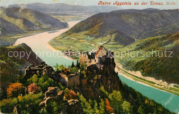 Aggsbach-Dorf Ruine Aggstein Wachau Donaupartie