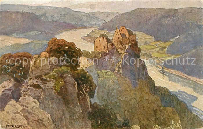Aggsbach-Dorf Ruine Aggstein in der Wachau an der Donau Fritz Lach Niebelungenwe