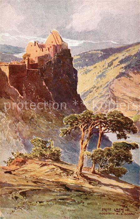 Aggsbach-Dorf Ruine Aggstein in der Wachau an der Donau Fritz Lach Kuenstlerkart