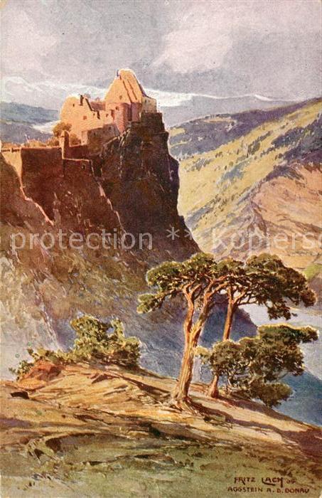 Aggsbach-Dorf Ruine Aggstein in der Wachau an der Donau Fritz Lach Kuenstlerkart