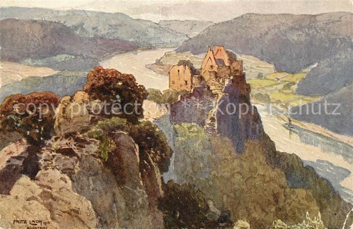 Aggsbach-Dorf Ruine Aggstein in der Wachau an der Donau Fritz Lach Nibelungenweg