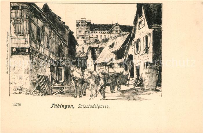TueBINGEN BW Salzstadelgasse Kuenstlerkarte