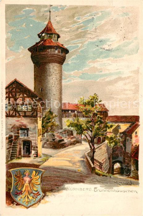 NueRNBERG  CITY Brunnenhaeuschen Kuenstlerkarte