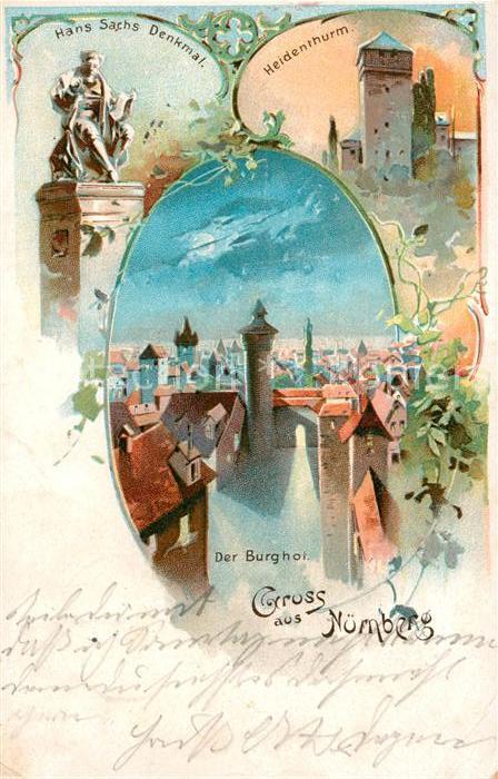 NueRNBERG  CITY Hans Sachs Denkmal Heidenturm Burghof