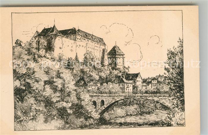 TueBINGEN BW Hohentuebingen Zeichnung Kuenstlerkarte