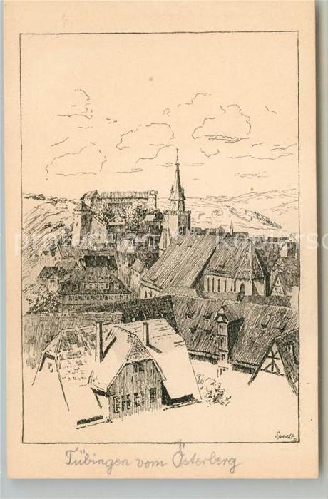 TueBINGEN BW Blick vom oesterberg Zeichnung