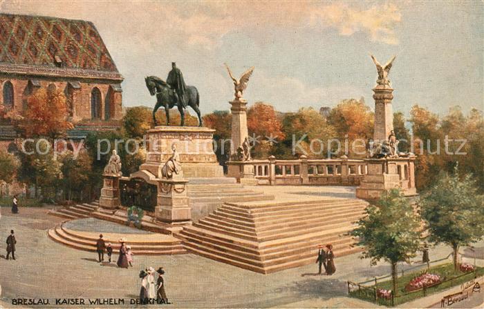 Verlag Tucks Oilette Nr. 794 Breslau Kaiser-Wilhelm-Denkmal N. B