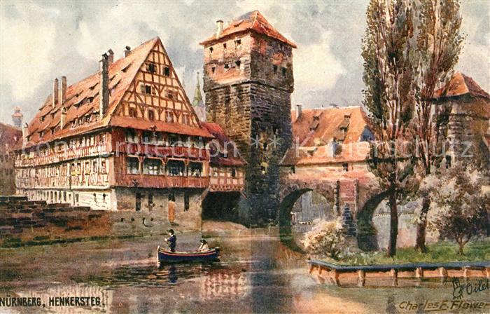 Verlag Tucks Oilette Nr. 612 B Nuernberg Henkersteg Charles E. Flower