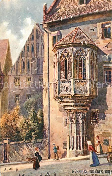 Verlag Tucks Oilette Nr. 7581 Nürnberg Schöner Erker Charles E.