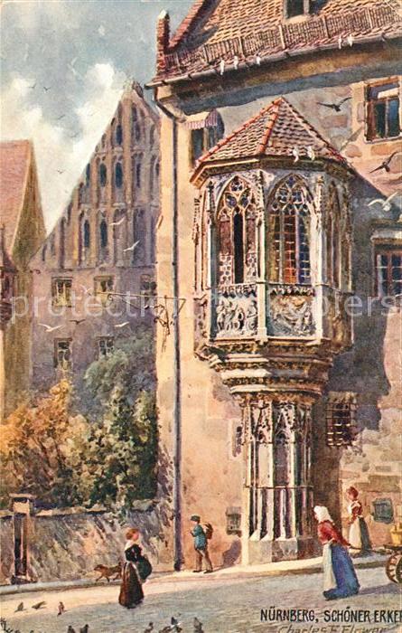 Verlag Tucks Oilette Nr. 7581 Nürnberg Schöner Erker Charles E.