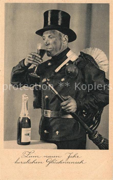 Schornsteinfeger Neujahr Sekt Zylinder