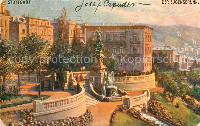 Verlag Tucks Oilette Nr. 166 B Stuttgart Eugensbrunnen