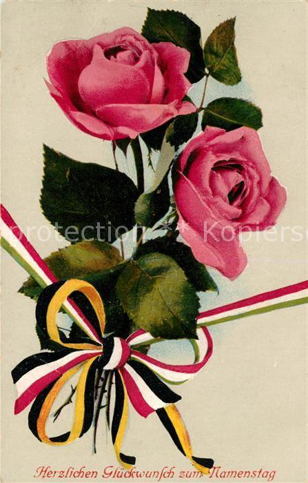 Namenstag Namenskarte Rosen Schwarz-Weiss-Rot