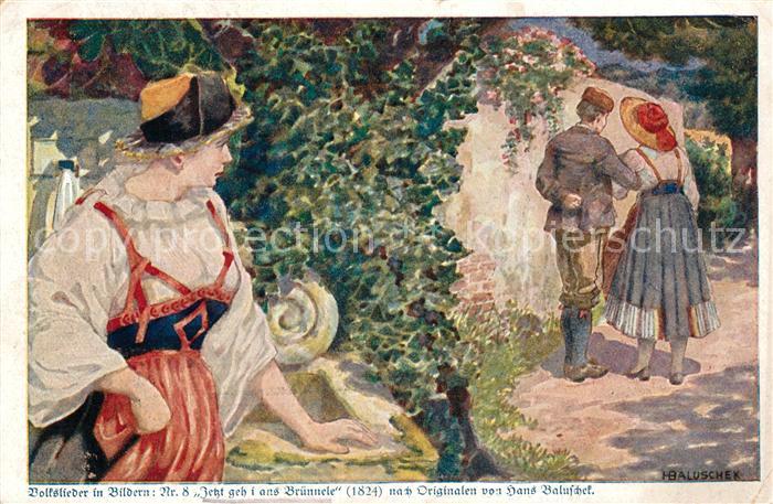 Kuenstlerkarte Hans Baluschek Volkslieder in Bildern J