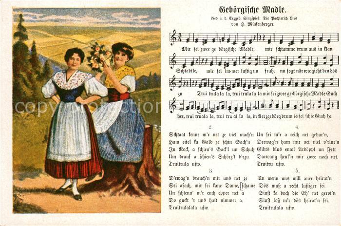 Liederkarte Gebörgische Madle Trachten