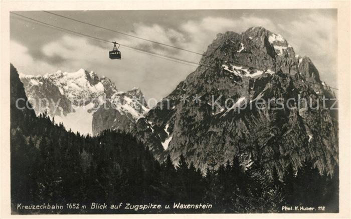Foto Huber H. Nr. 112 Kreuzeckseilbahn Zugspitze Waxenste