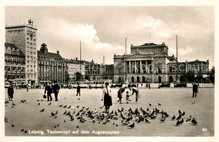Strassenbahn Leipzig Tauben Augustusplatz